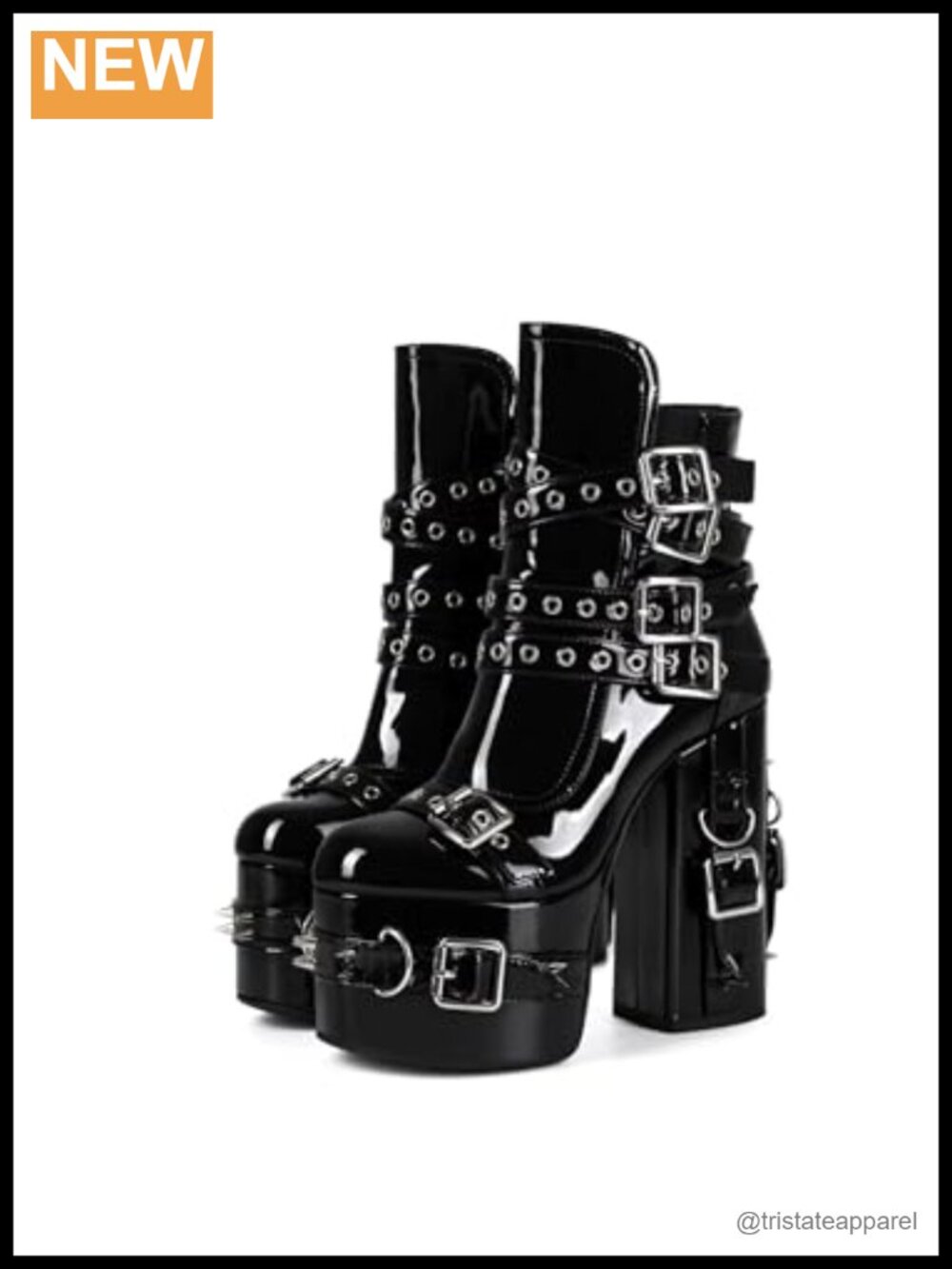 Handmade Chunky Platform Ankle Bootie, Patent Leather, Gothic Punk Y2K, High
